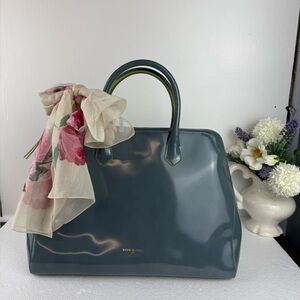 IACUCCI Made in Italy Blue Patent Leather Satchel Luxury Designer Style